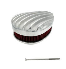 Partially Polished 4 Barrel Fat Finned Tear Drop Air Cleaner For 5-18 Carb