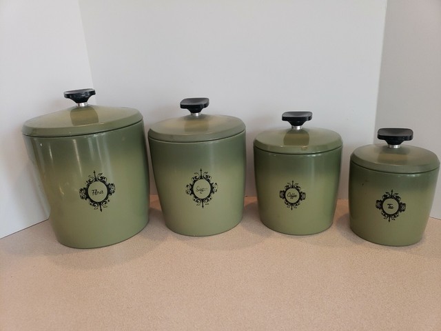vintage canisters sugar flour coffee tea