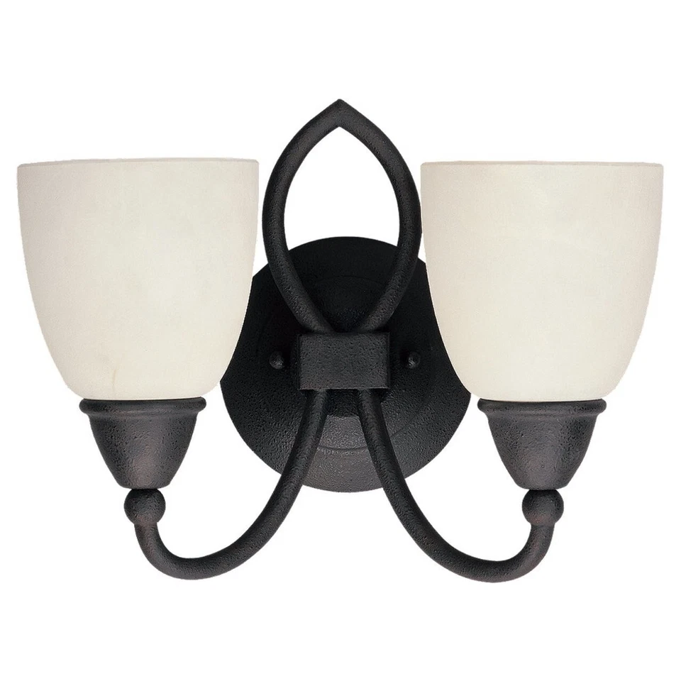 Tocador de 2 luces Sea Gull Lighting Pemberton, grano de pimienta con vidrio de crema 40074-799  Foto 2 de 4