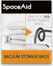 SpaceAid Jumbo Vacuum Storage Bags, Space Saver Sealer X-Large 3 Pack, Clear 