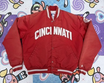 Vintage Cincinnati Reds Jacket Mens L Red MLB Baseball Starter Satin Bomber 90s