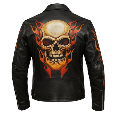 COLLARS ジャケット・アウター leather Co MFG First – Jacket Leather Motorcycle Men's Skulls Savage M skull jacket tracker ジャケット・アウター
