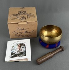 Personal Tibetan Singing Bowl Hammered Brass Virgo Design Beautiful Tones in Box