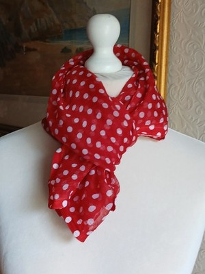 Vintage Conery sehr großer rot gepunkteter Chiffon Schal 126 x 172 cm sehr guter Zustand *im Trend*