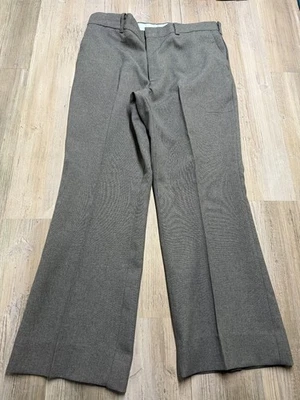 Vintage 60s 70s Men's Gray Flat Front Dress Slacks Talon Zip Wide