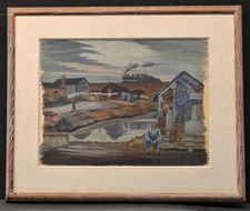 Trackside Shantytown by Harry St John Dix, Circa 1940