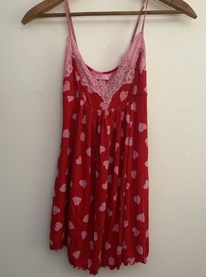 Victoria's Secret PINK XS Heart Chemise Gown Lace Nightey