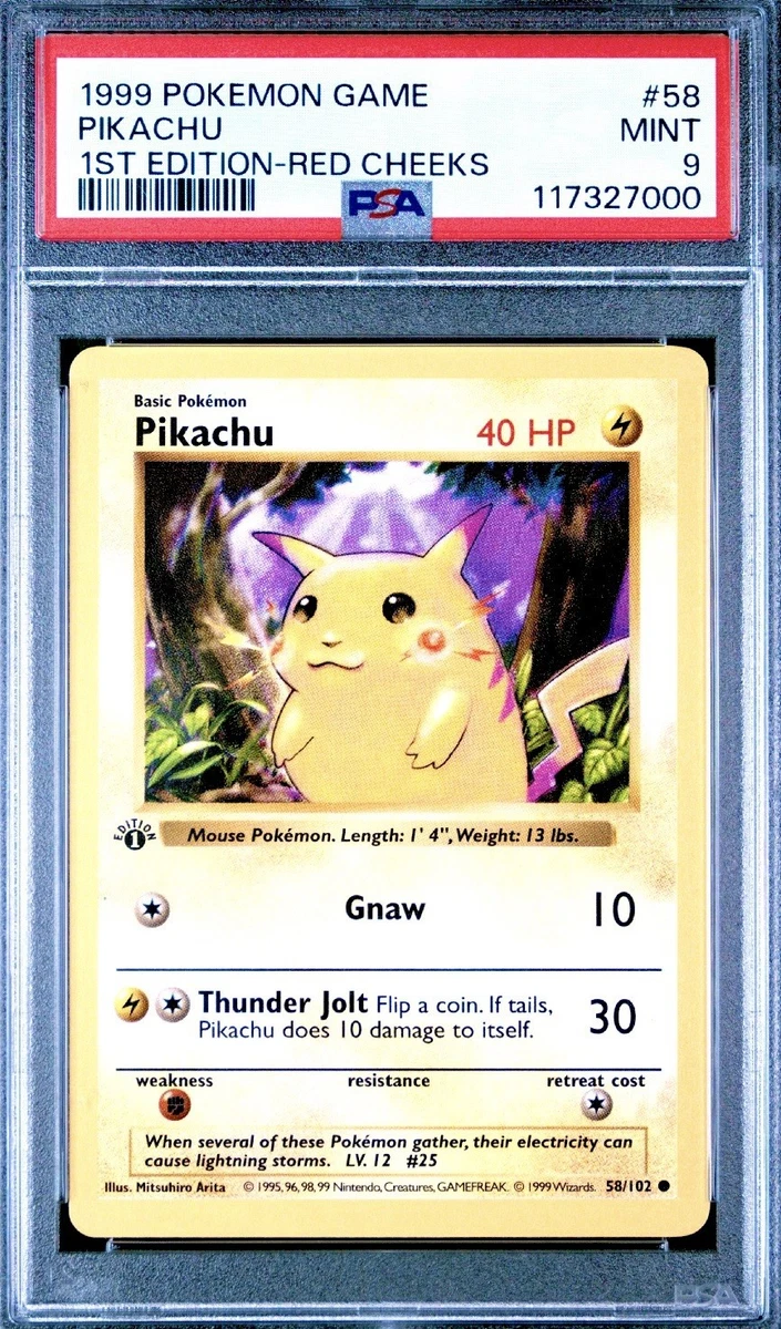 Pokémon TCG Base Set Pikachu Grade 9 Individual Collectible Card