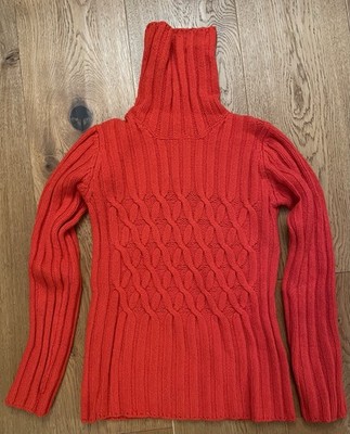 Fisherman out of Ireland Rollkragenpullover rot mit Zopfmuster, Neu