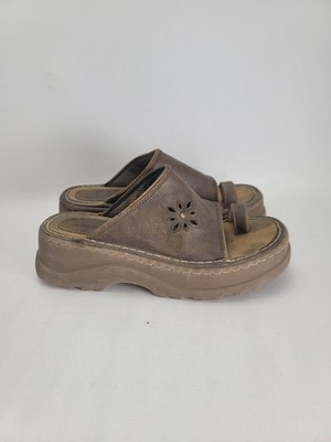 Vintage Y2K Lower East Side Chunky Heel Sandals Womens 7.5 Brown Grunge Skater