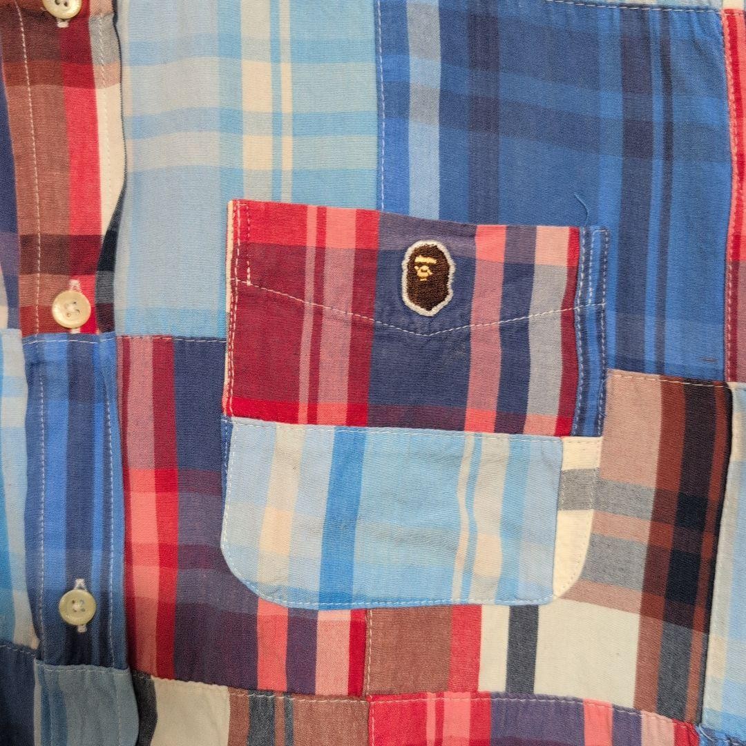 A BATHING APE Patchwork Check Short Sleeve Shirt … - image 5