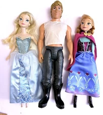 Disney Frozen 2:  Lot Of 3 Elsa, Anna, and Kristoff Dolls - 11"
