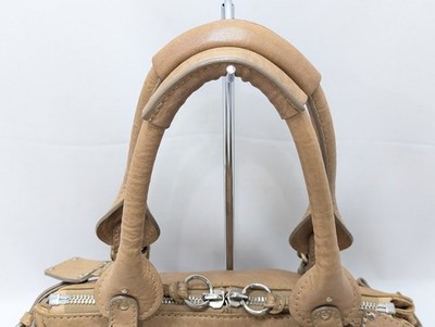 Chloe Paddington Leather Padlock Key Hand Bag Beige Women's