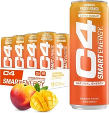 Cellucor C4 - Zero Sugar Smart Energy Drink, Peach Mango, 12oz Cans (Pack of 12)
