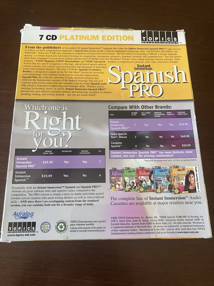 Learn Spanish Fast! Instant Immersion Spanish PRO: 7 CD Software! Language - Image 2 of 4