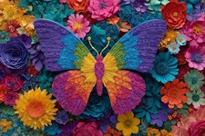 Colorful Flower Butterflies 1000 Pc Jigsaw Puzzle, Brand New-Sealed Box 