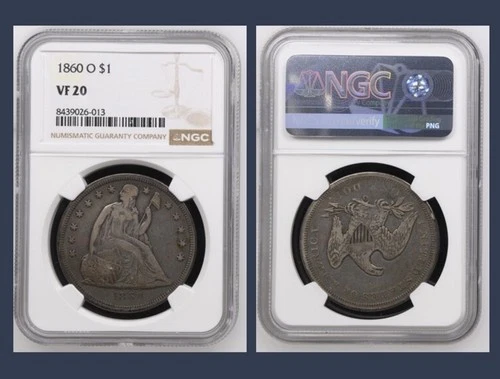 1860 O Trade Dollar NGC Vf 20