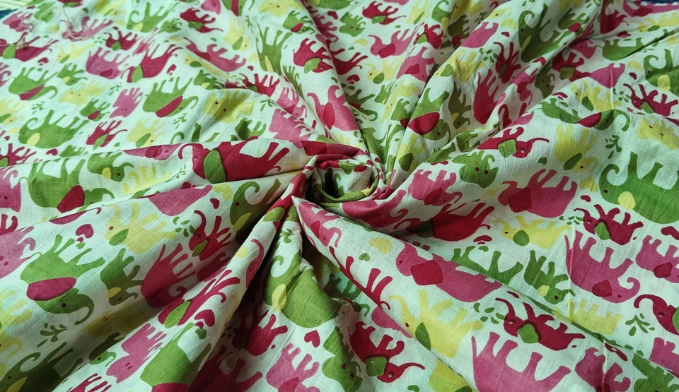 Indian Fabric Cotton Fabric By Yard Hand Block Print fabric Dressmaking Elephant - Image 3 of 4