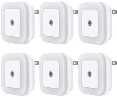Uigos LED Night Light Lamp with Smart Sensor Dusk 6 Count (Pack of 1), White