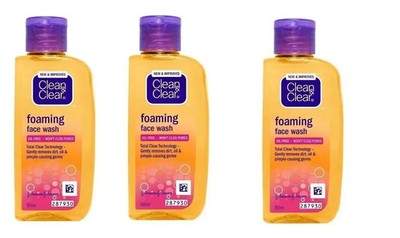 3 x Clean & Clear Foaming Face Wash für fettige & zu Pickel neigende Haut je ...