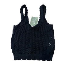 NWT H&M Black Crochet Tank Festival Summer Extra Small XS Polyester 