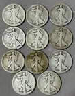 Lot Of 11 Walking Liberty Half Dollars 90% Silver 1916-1923