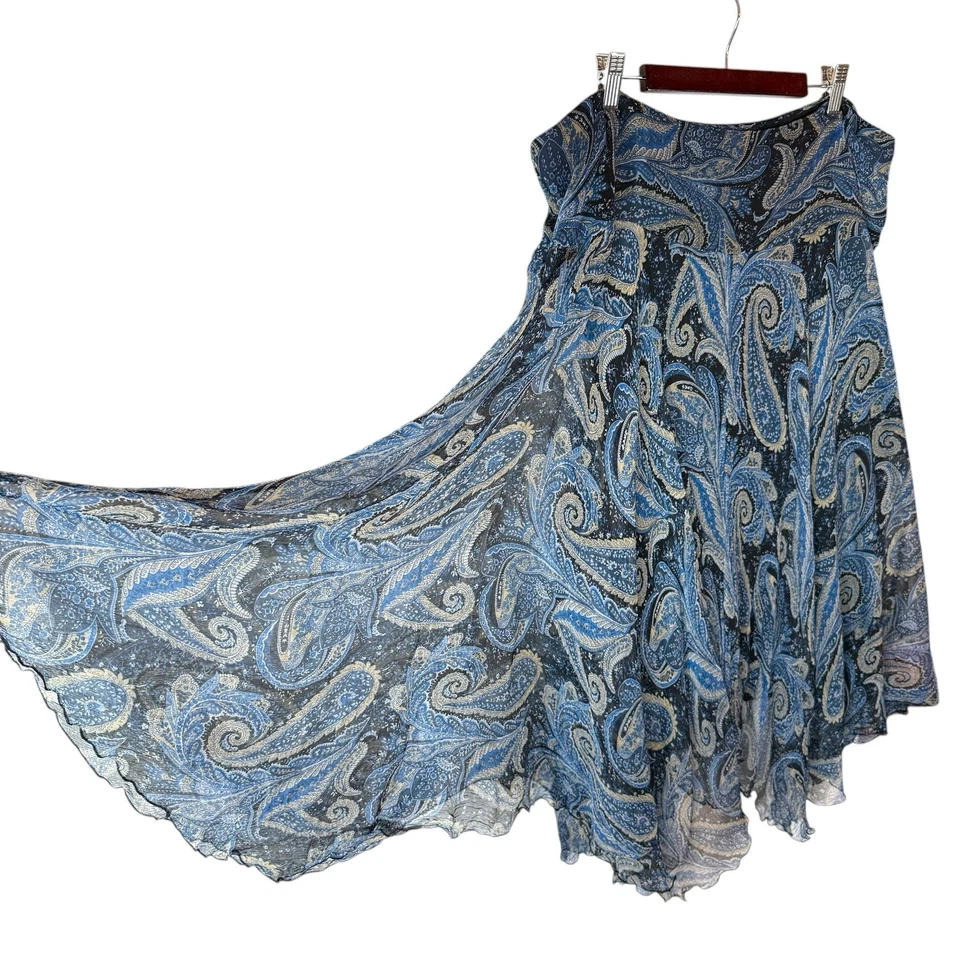 Vintage Y2K Context 100% Silk Midi Skirt 18W Asymmetrical Sheer Fairy Whimsical - Image 2 of 4