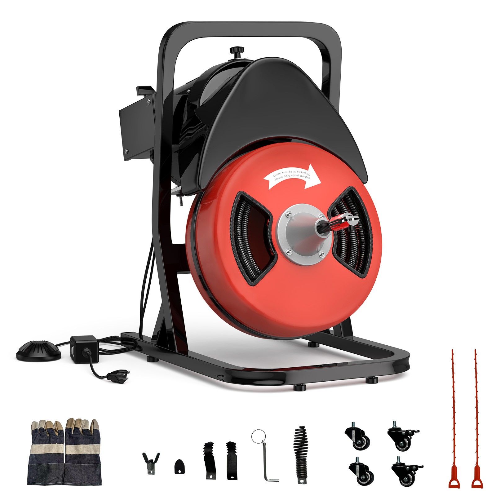 Electric Drain Cleaning Machine 50FT x 1/2" Steel Cable Sewer Snake Auger