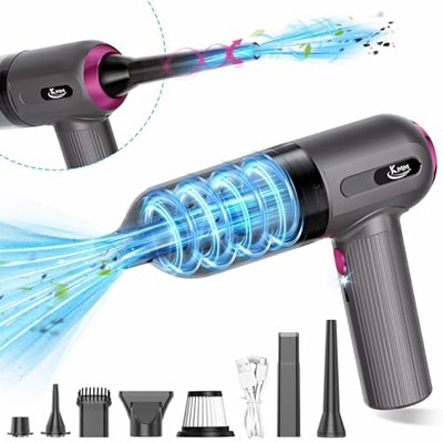 KMM HANDHELD 4 IN 1 VACUUM CLEANER 16000PA AIR DUSTER LED LIGHT - GRAY
