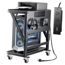 Computer Tower Stand with Charge Station and USB Port,Pc CPU Holder Cart for