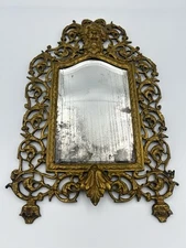 Antique Gold Bradley Hubbard Wall Mirror Victorian Brass Bacchus Dionysius