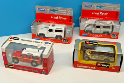 Land Rover Diecast Model Set x4 Welly NEX Bburago Defender Raid Emergency Force