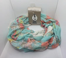 "Birds of Paradise" Studio S Infinity Loop Scarf - Seafoam Green RN #98072 Sears