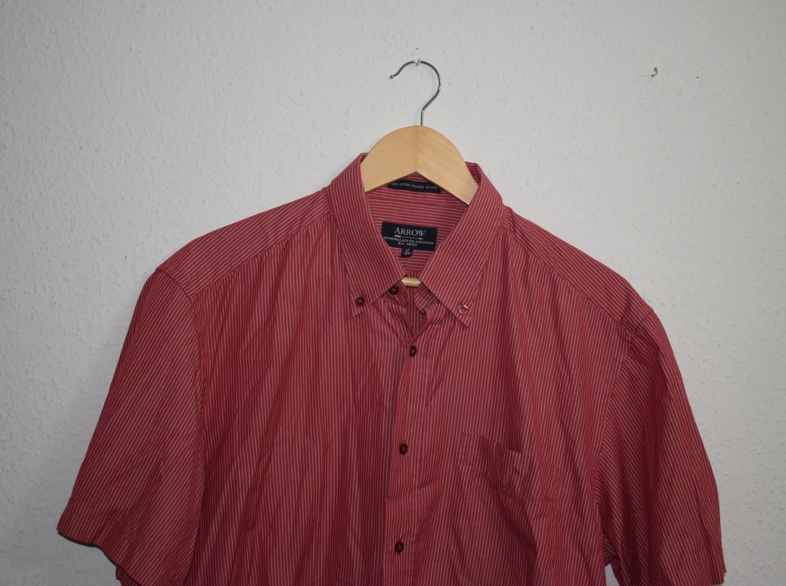 Arrow America's Classics Red Pinstripe Short Sleeve Shirt image 4