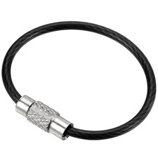 5Pcs 3.5" Wire Keychain Cable Stainless Steel Key Ring Loop Black