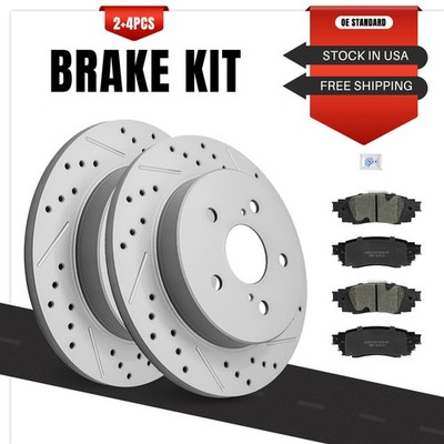 Rear Drilled Disc Brake Rotors Brake Pads for RAV4 Venza C-HR ES250 UX200 UX250H