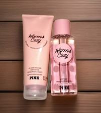 Victoria's Secret Pink Warm  Cozy Fragrance Mist 8.4 oz  Body Lotion New Set