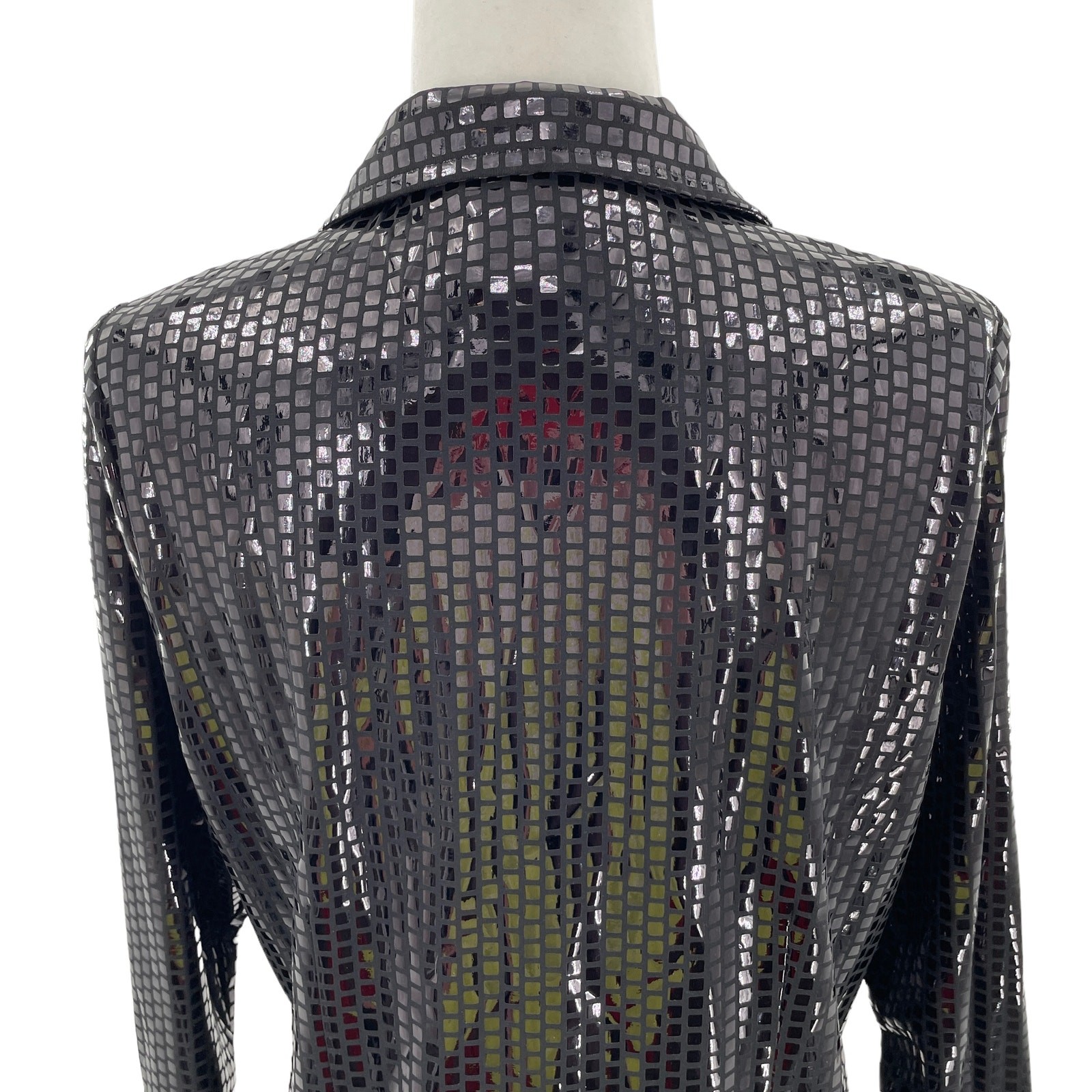 Exclusively Misook Black Square Pattern Shiny Ful… - image 5