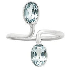 Adjustable - Natural Sky Blue Topaz 925 Sterling Silver Ring s.8 Jewelry R-1587