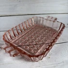 Vintage Depression Pink Anchor Hocking Criss Cross Mint Dish Excellent