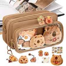 Cute Clear Pencil Case Capybara Large Capacity Fun Pencil Pouch With Stickers