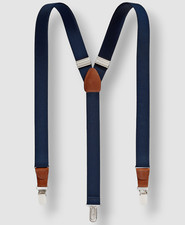 Club Room Men's Blue Brown Solid Adjustable Suspenders OS