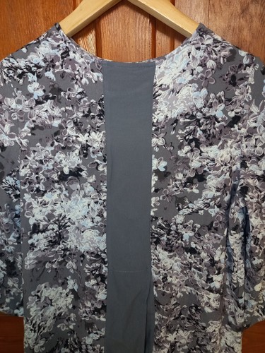 Joules Leah Grey Multicolour Shading Floral 3/4 Sleeve Blouse Top | Size UK 10 - Picture 13 of 17