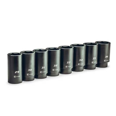 Capri Tools 1/2 in. Drive Jumbo Deep Impact Socket Set, 29 to 36 mm, 8-Piece