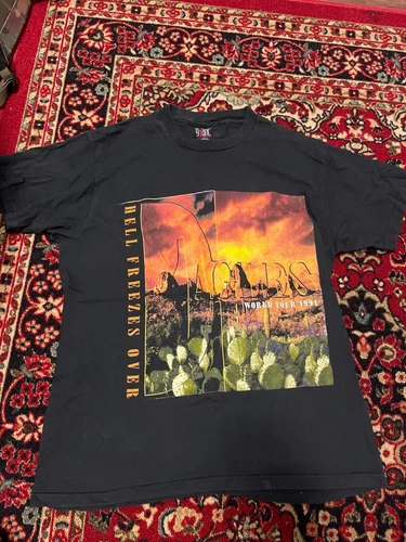 Size Large Eagles Hotel California Hell Freezes 1990s vintage concert t-shirt, vintage, size L, single stitch, B+ condition