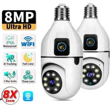 8MP E27 Bulb WIFI Camera Dual Lens Indoor Human Tracking Night Vision Cameras