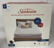 Sunbeam Premium Electric Heated Mattress Pad Twin 2152756 Water-Resistant Cotton
