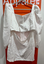 I Saw It First Woven Cut Out, Tie Front Bodycon Dress, White, NEW, Size 16, B32