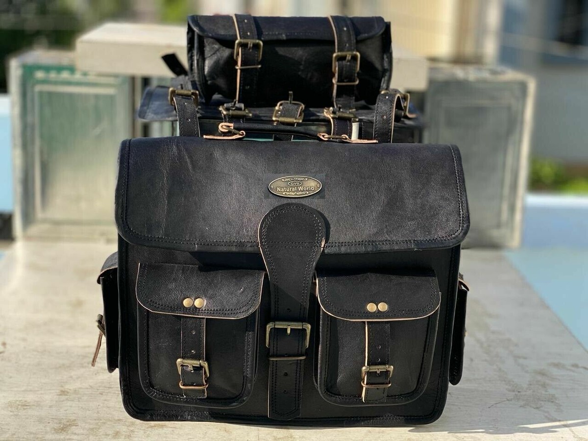 Leather Motorcycle Luggage 4 Saddlebags Combo Of 4 bags Genuine