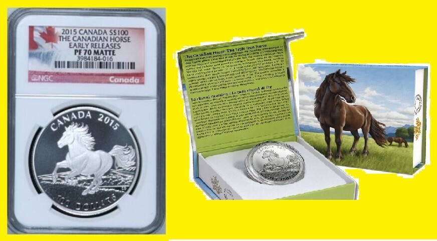 2015 CANADA S $100 PURE SILVER CANADIAN HORSE EARLY RELEASE NGC PF